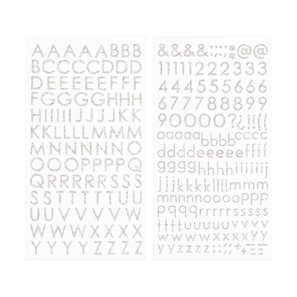 Small Thin Block Font Glitter Letter Stickers