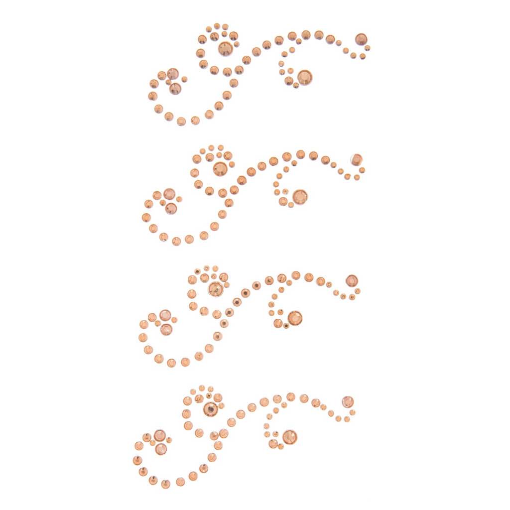 Gold Rhinestone Flourish Bling Stickers: 4 Pc