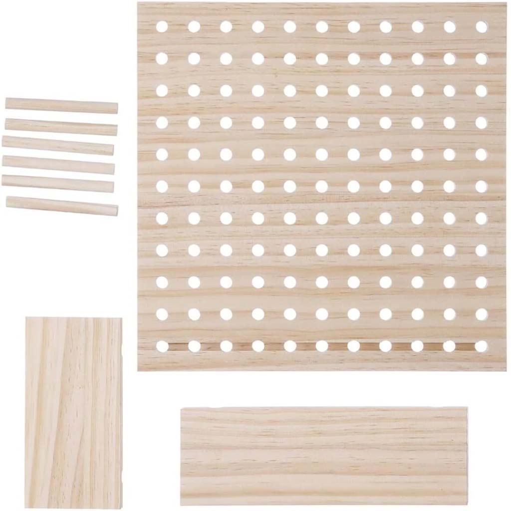 Wooden Pegboard Kit: 11.5 x 11.5 Inches, 9 Pieces