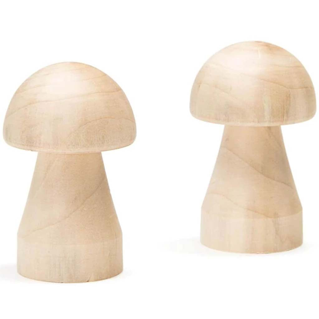 Unfinished Wood Mushroom: 1.75 x 2.75 Inches, 2 Pieces