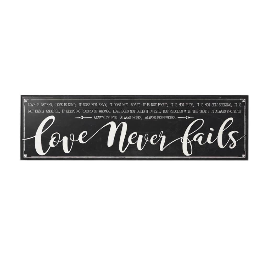 Love Never Fails Sign: 32 x 9 Inches