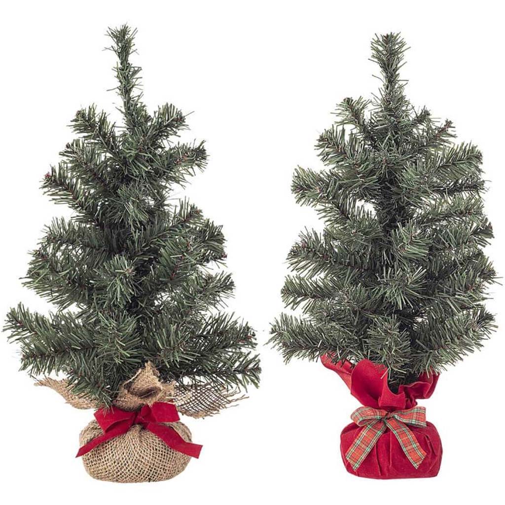 Mini Tree Narrow with Burlap 16in 2assorted