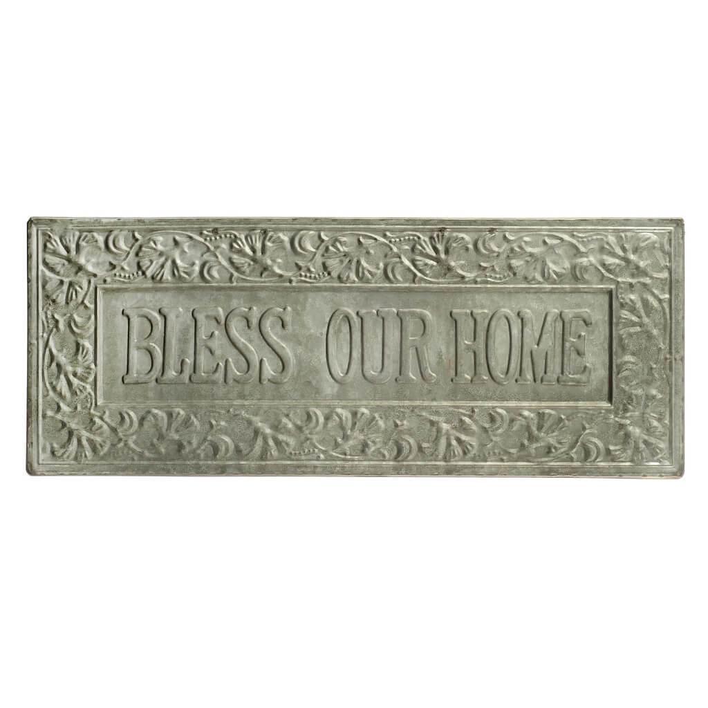 Wall Sign Galvanized Bless Home