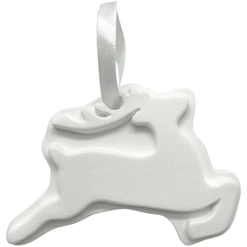 Plaster Ornament Reindeer 4 x 2.63in