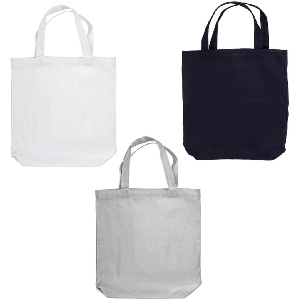 Unfinished Canvas Tote: 3 Pack - Black, White, And Gray