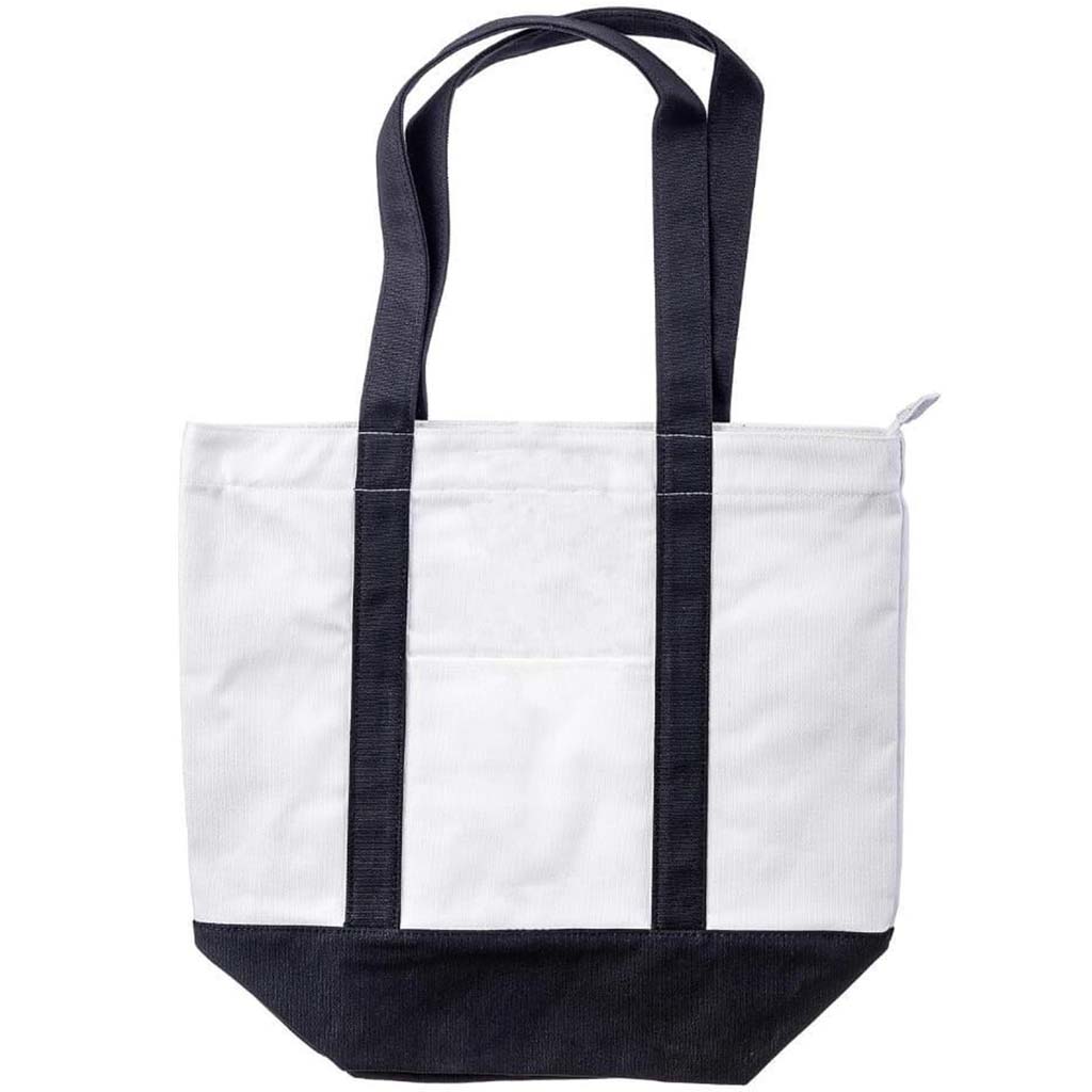 Unfinished Large Canvas Tote With Zipper: Black &amp; White, 17 x 15 Inches