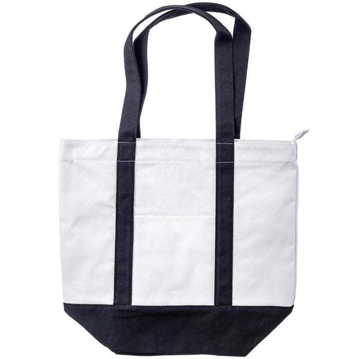 Unfinished Large Canvas Tote With Zipper: Black & White, 17 x 15 Inches