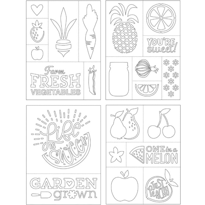 Fabric Paint & Stencil Set: Garden, 35 Pieces