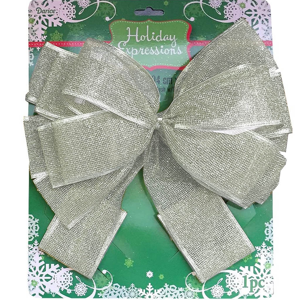 Tree Topper Bow Silver, 11in X 22in