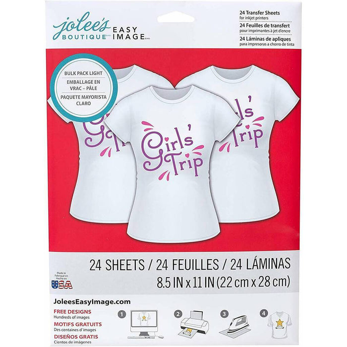 Jolee's Easy Image 24pcs Printable Transfer Sheets for Light Fabrics Bulk