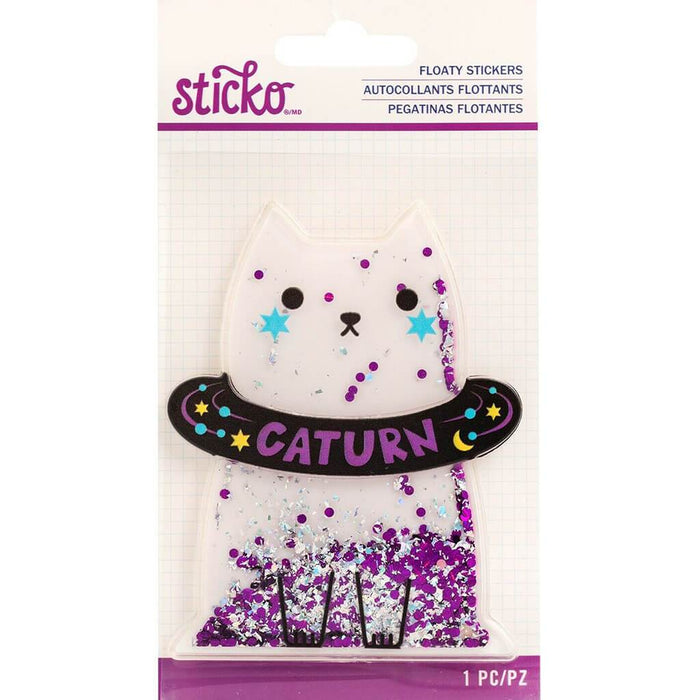 Sticko Caturn Floaty Sticker Dimensional Cat Planet Sticker
