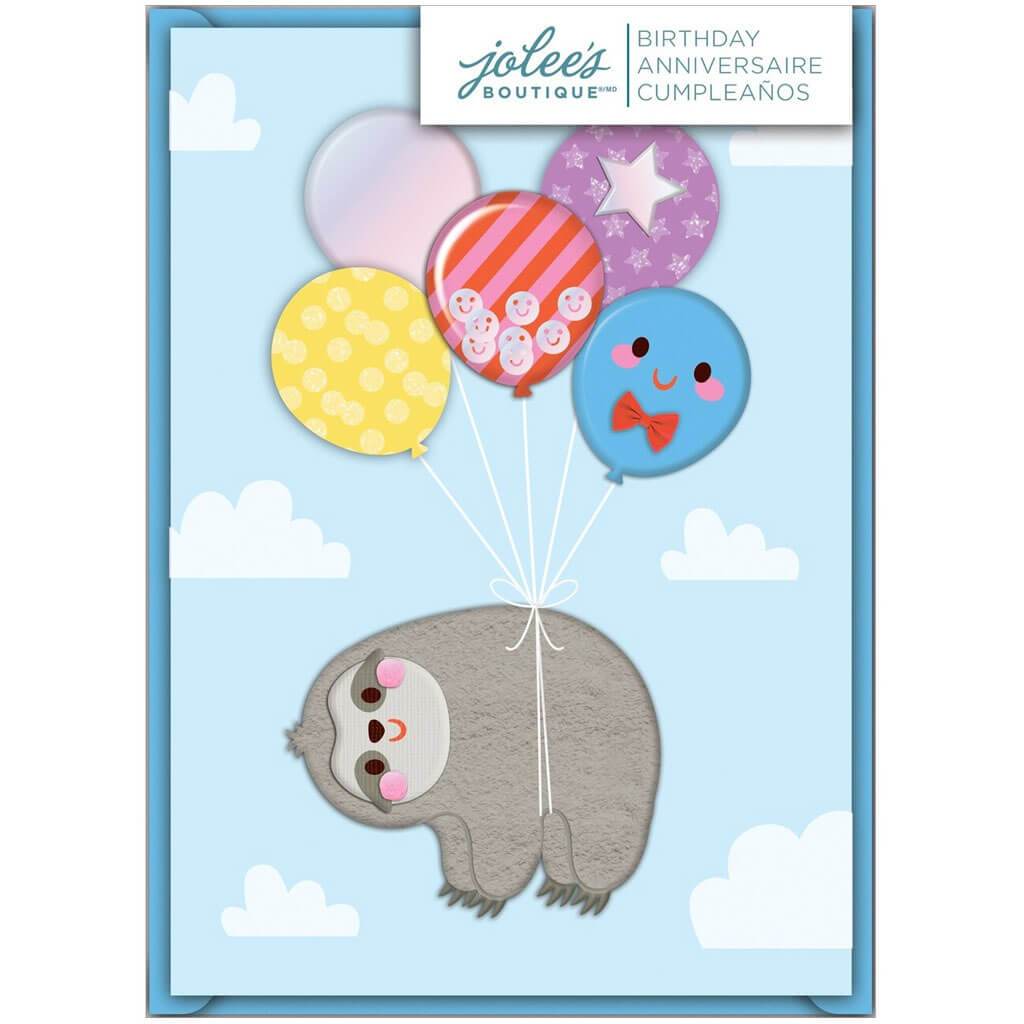 Greeting Card Sloth With Balloons