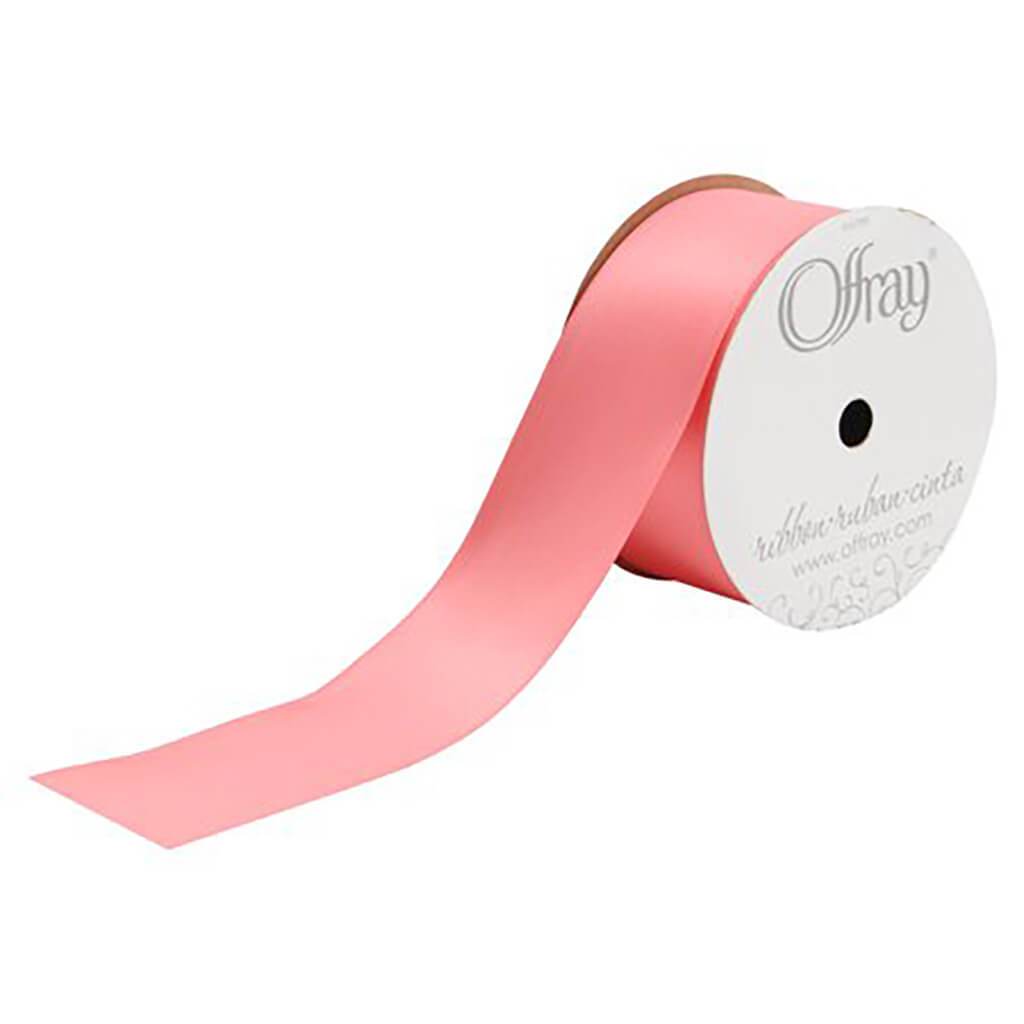 Single Face Satin 7/8in x 12ft Coral Rose