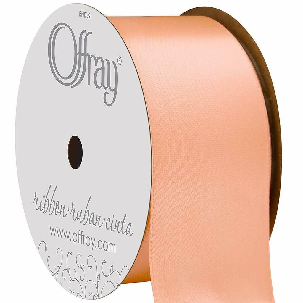 Single Face Satin 1.5in x 12ft Tangerine Coral