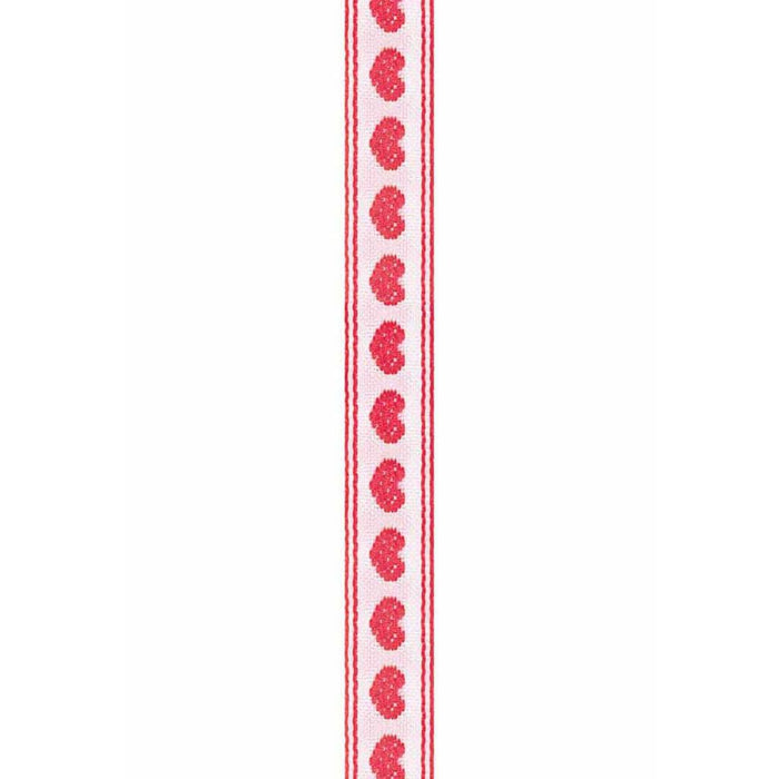 Hearts Pattern Ribbon 1/2in x 18ft Red