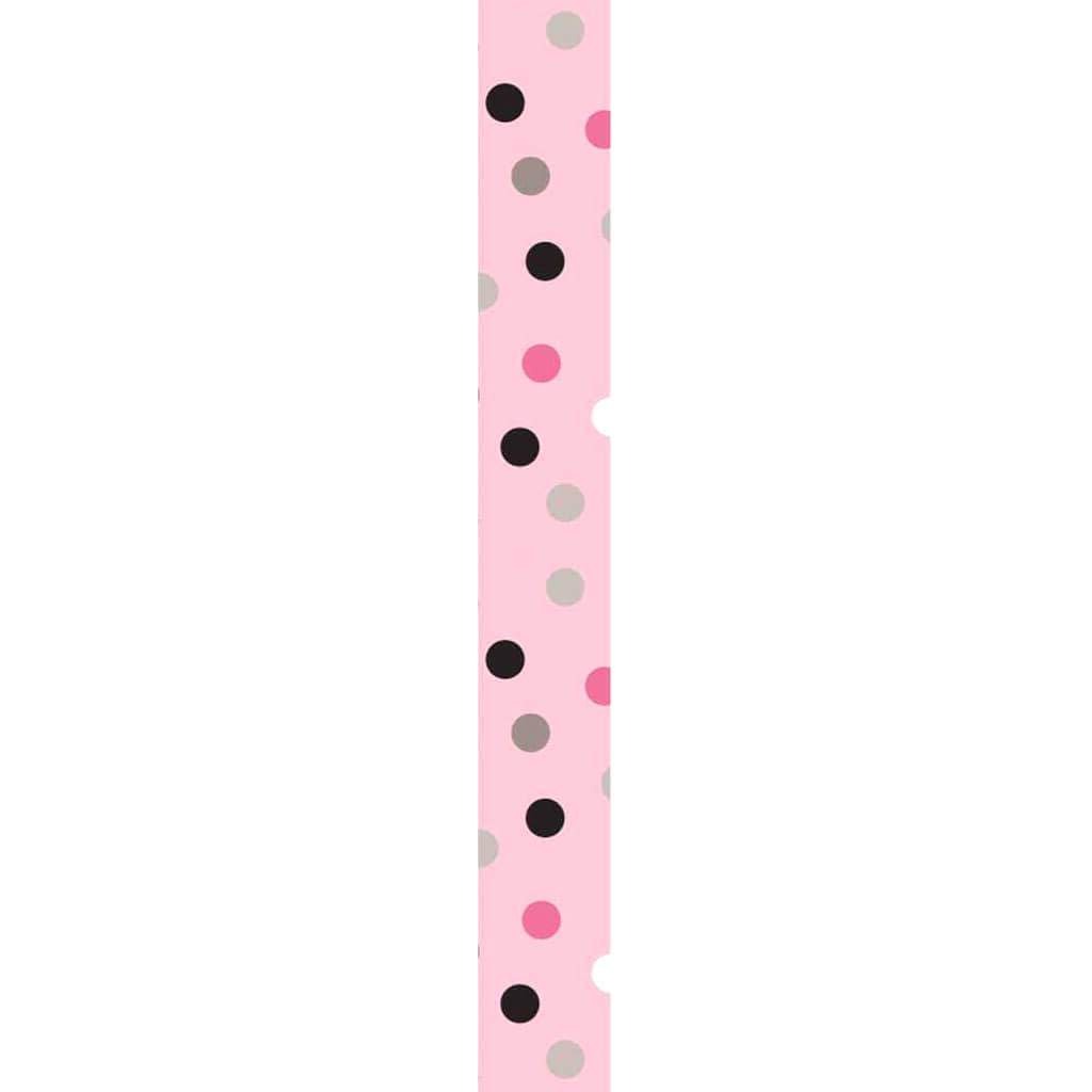 Chocolate Polka Dot Satin Ribbon 3/8in x 12ft Light Pink