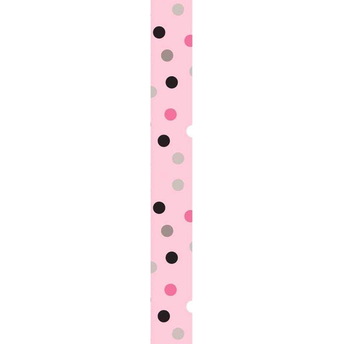 Chocolate Polka Dot Satin Ribbon 3/8in x 12ft Light Pink