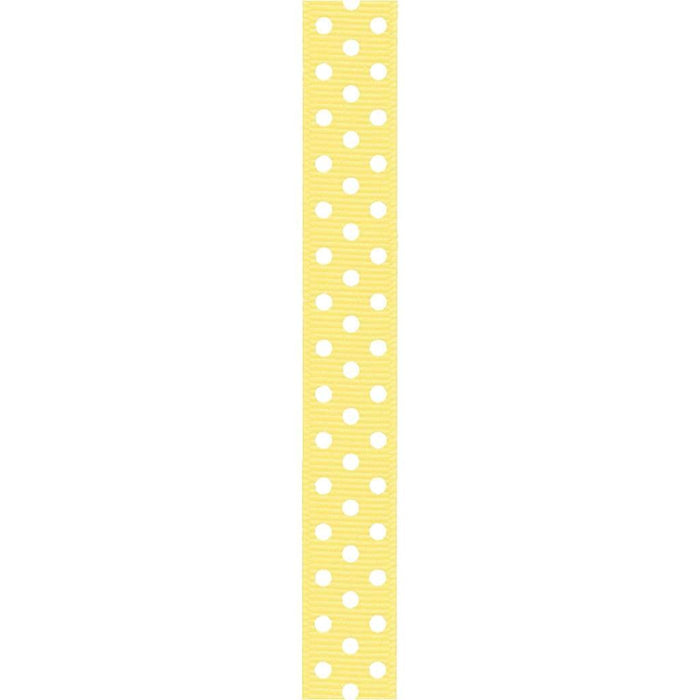 Ribbon Express Grosgrain Confetti Dot 5/8in x 9ft Baby Maize/White