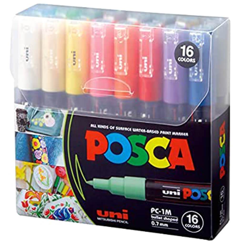 uni POSCA PC-1M Markers Pens Bumper Pack of 16