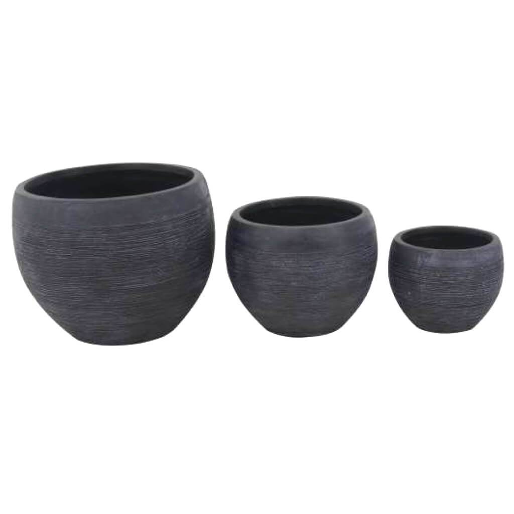 Fiber Clay Planter Set of 3, 12 in, 15 in, 2 in