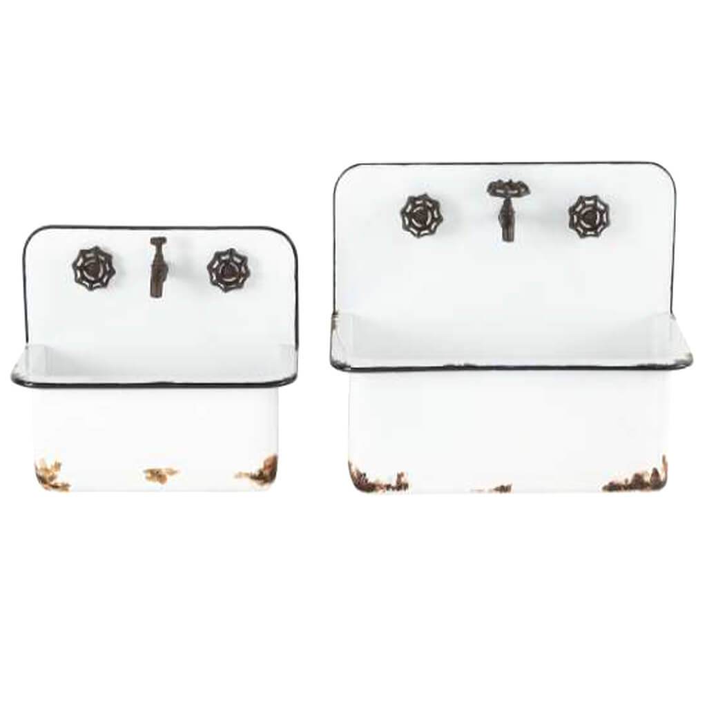 Metal Wall Planter Set of 2, 7 in, 13 in