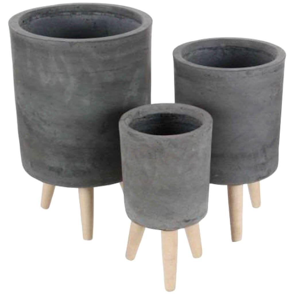 Fiber Wood Planter Set of 3, 12 in, 15 in, 17 in