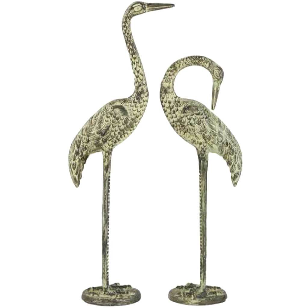 Metal Crane Yellow Set of 2, 27 in and 22 in