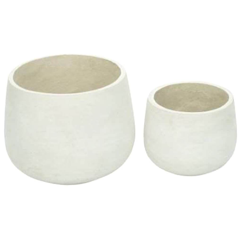Fiber Clay White Planter Set of 2, 12 in and 17 in
