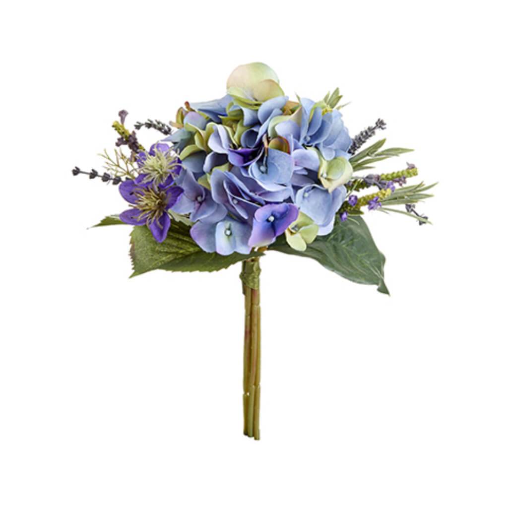 Hydrangea/Lavender Bouquet Purple Blue 11in