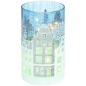 Crackle Glass Light Up Winter House Vase