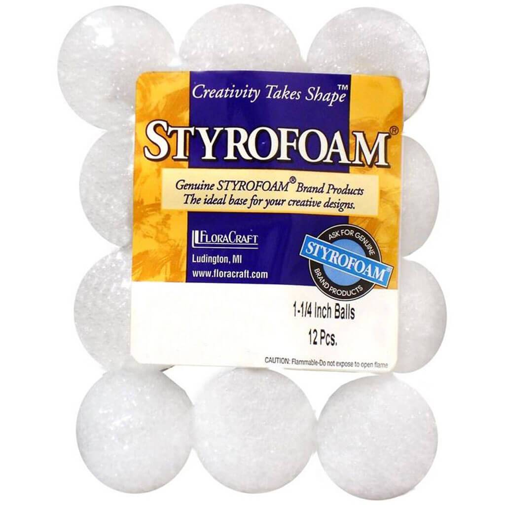 Styrofoam Ball 1-1/4in White 12pcs