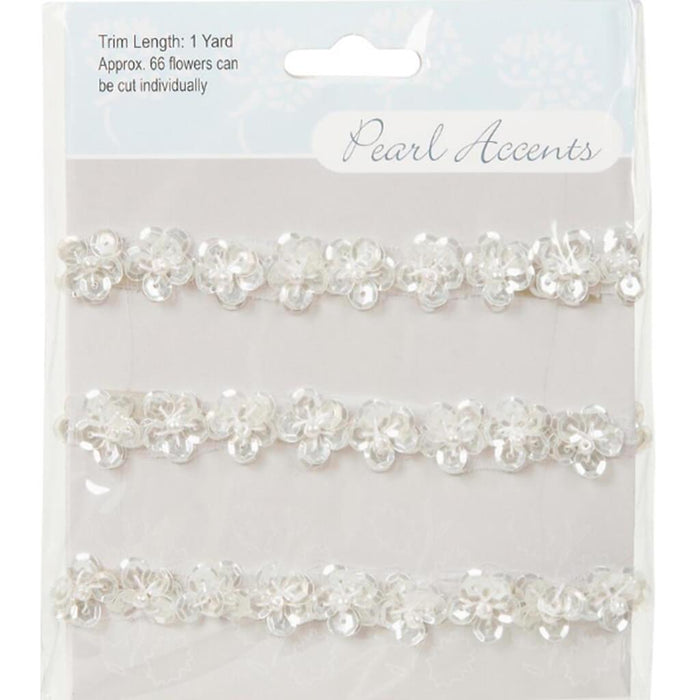 Sequin Flower Trim Pearl Detail 1 yard