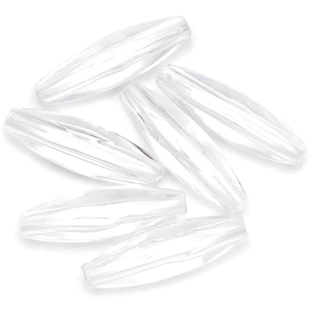 Acrylic Spaghetti Beads - Oval - Crystal