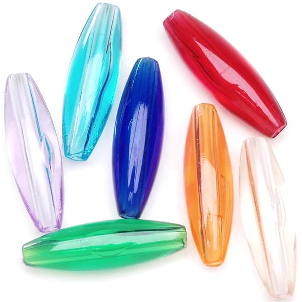 Acrylic Spaghetti Beads - Oval - Assorted Transparent Colors