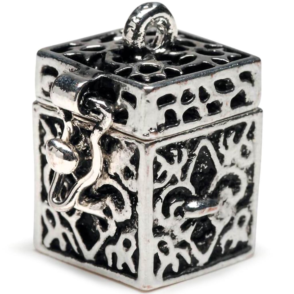 Charm Prayer Box Fleur De Lis Antiqued Silver