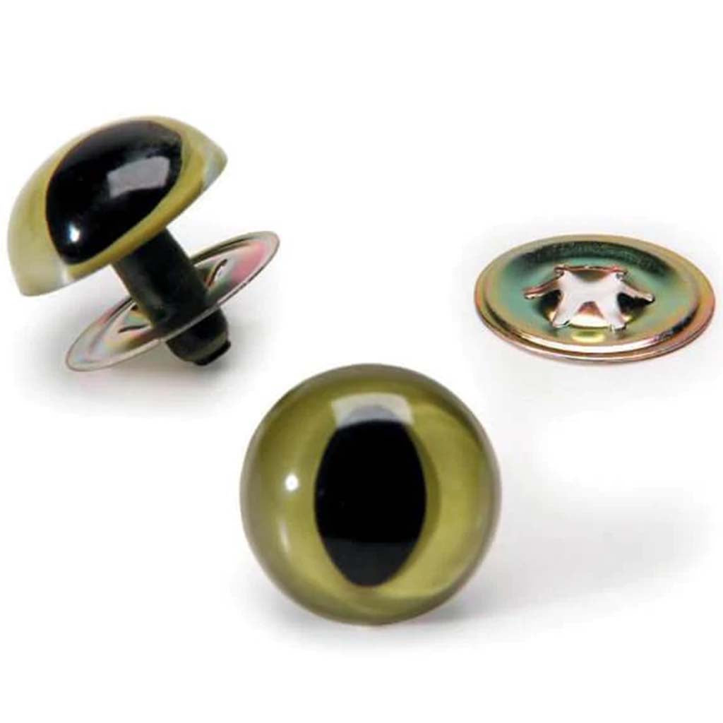 Cat Eyes With Metal Washers Green 18mm 2pcs