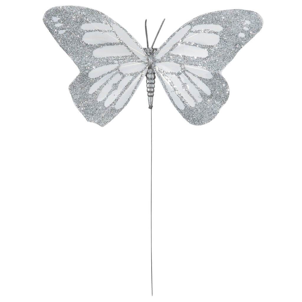 Wired Silver &amp; White Butterflies