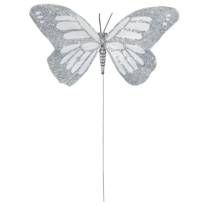 Wired Silver & White Butterflies