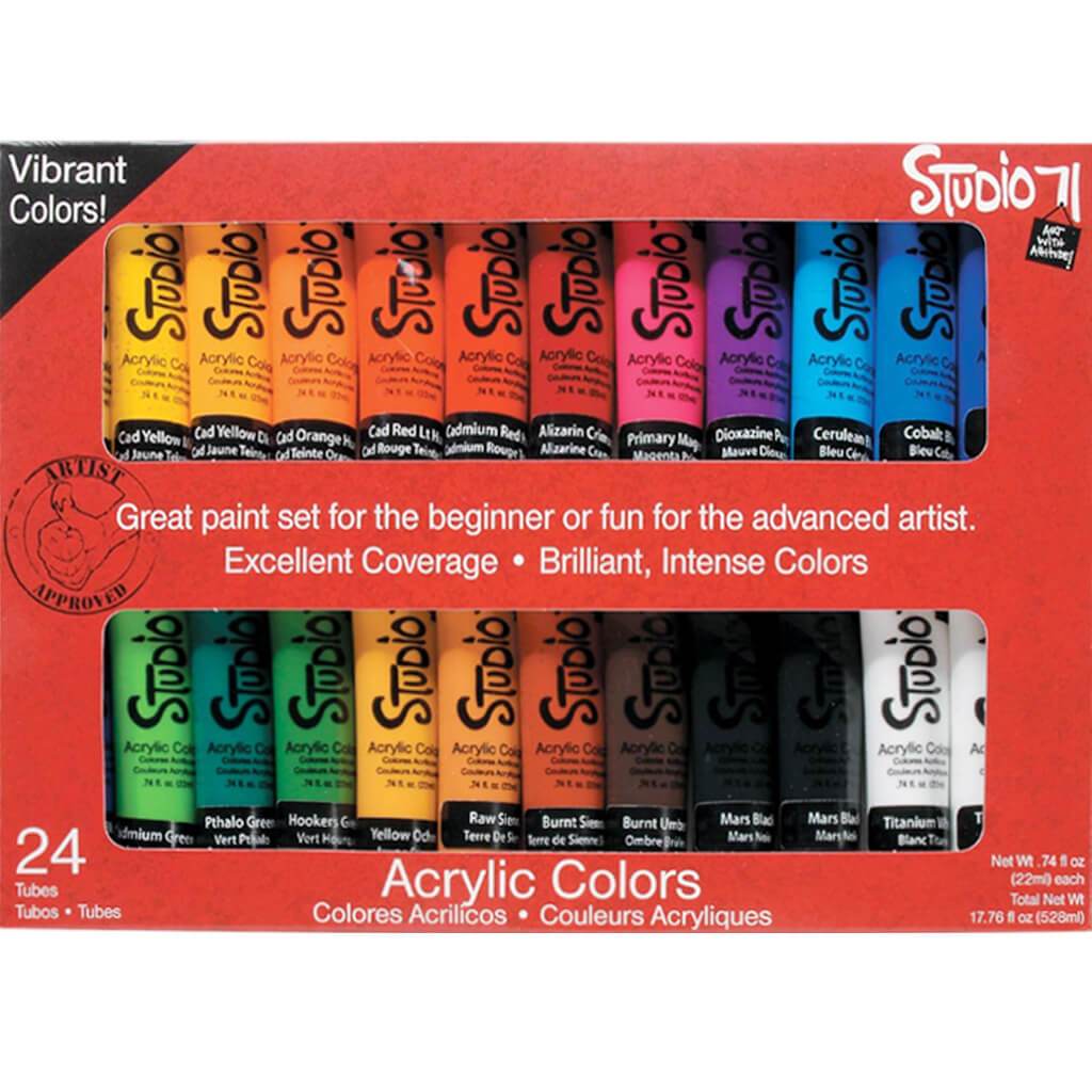 Studio 71 Acrylic Paint Set: 24 Colors, 22ml Tubes