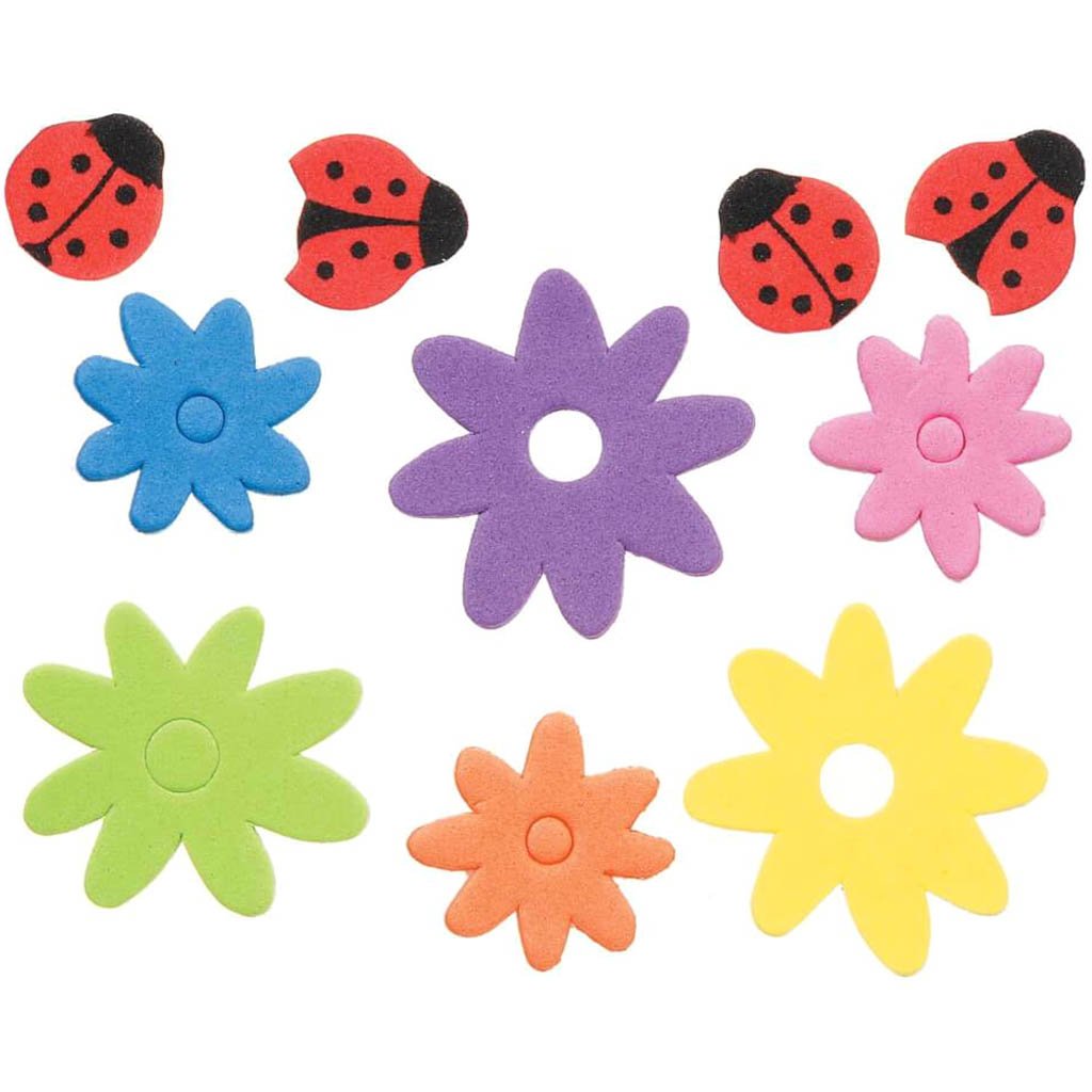 Foamies Stickers Flowers &amp; Ladybugs Assorted Colors 83pcs