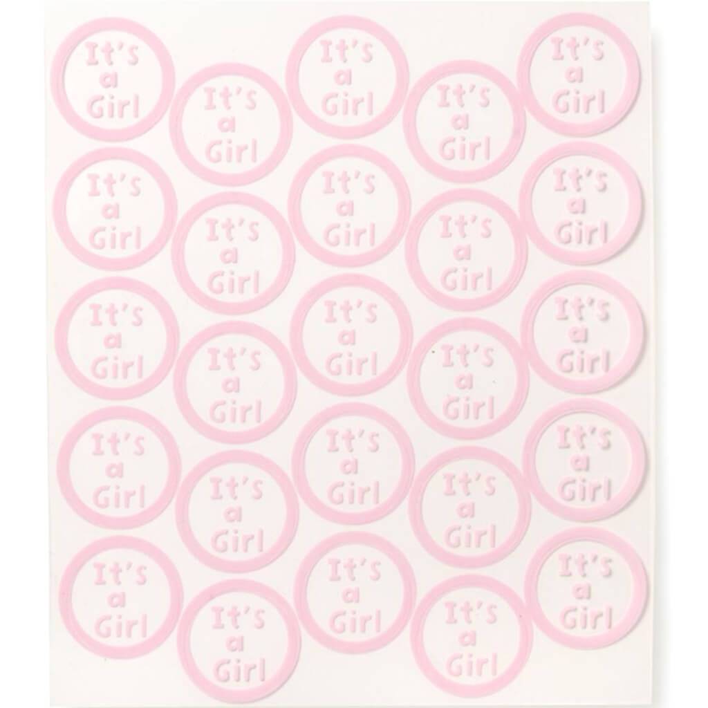 Sticker Seals It's A Girl Clear With Pink Writing 50pcs