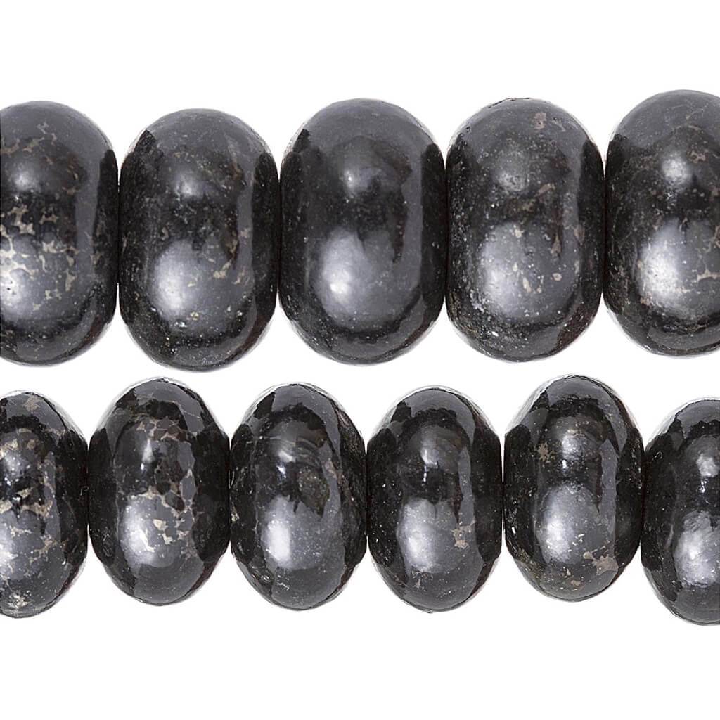 Black Pyrite Bead Strand: 15.5 Inches, 2 Assorted Sizes