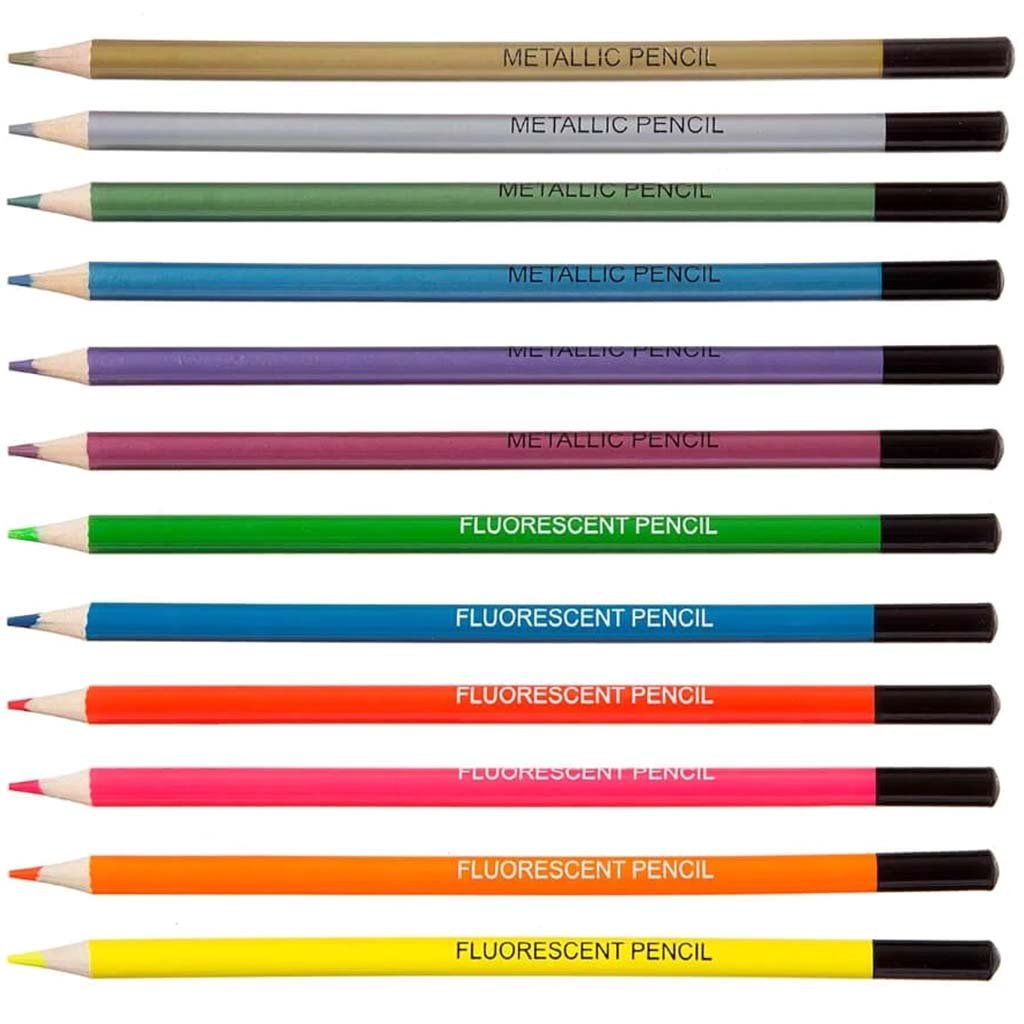 Studio 71 Colored Pencils: Metallic/Fluorescent, 12 Pieces