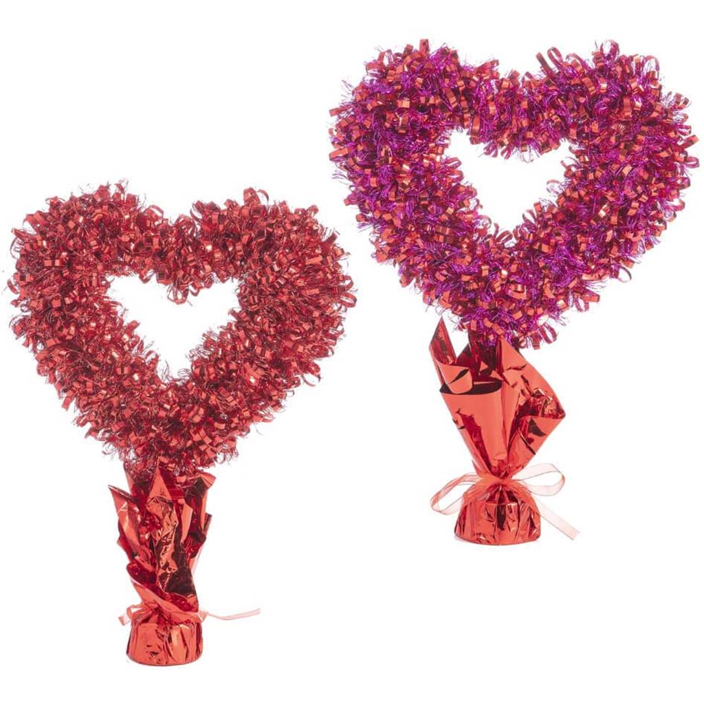 Topiary Tinsel Heart: 12 x 16.5 inches, 2 Assorted Colors