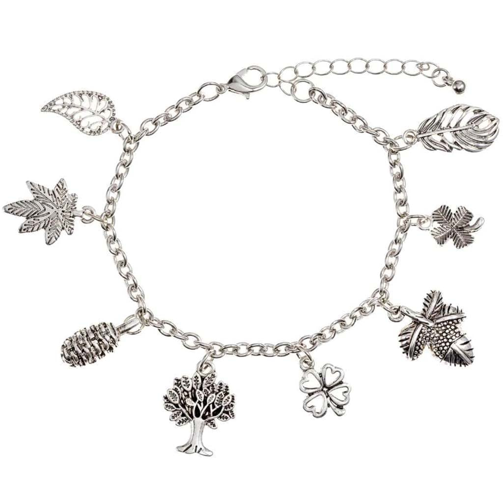 Charm Bracelet: Trees, Silver, 9.75 Inches