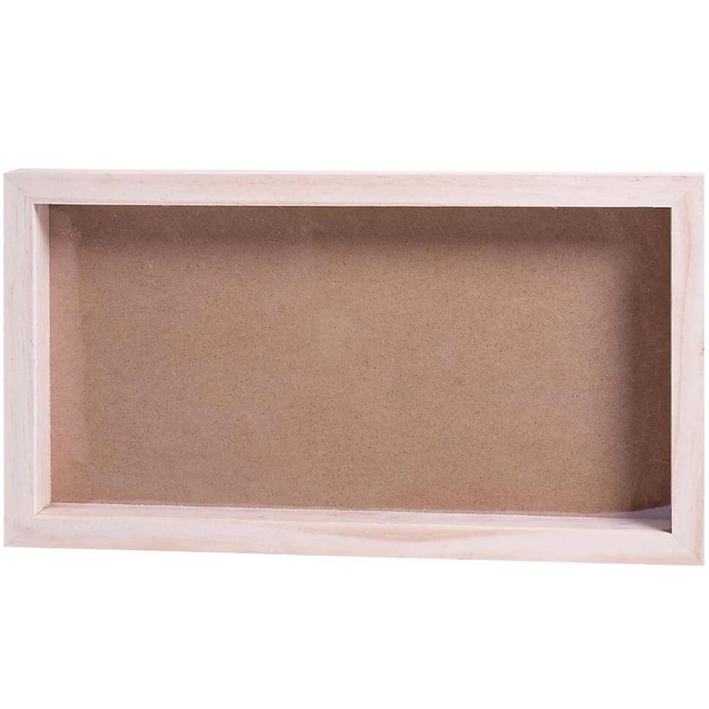 Pine Wood Collection Shadow Box With Clear Front 8.5 x 16in