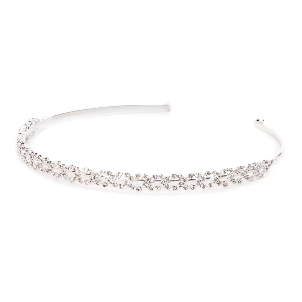 Tiara Headband Silver Rhinestones