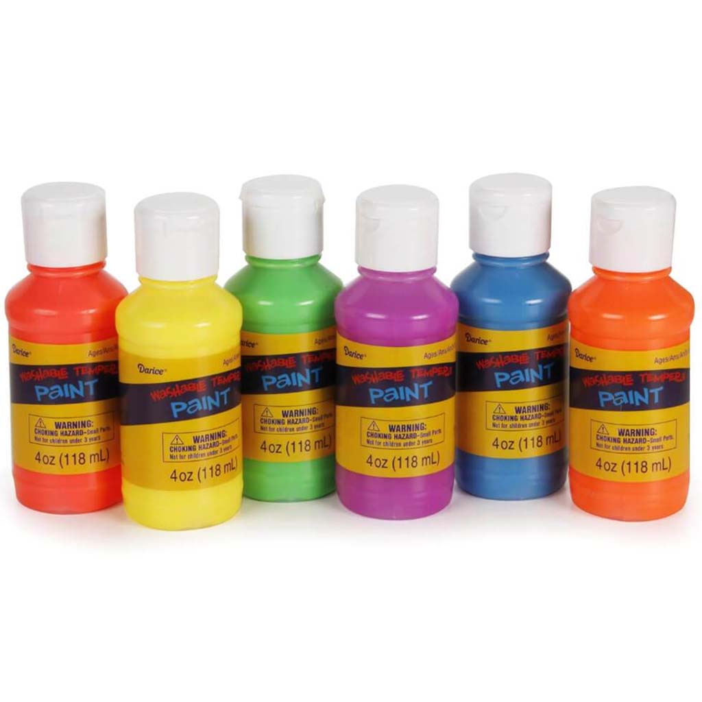 Washable Tempera Paint Set Neon Colors 6pcs 4oz