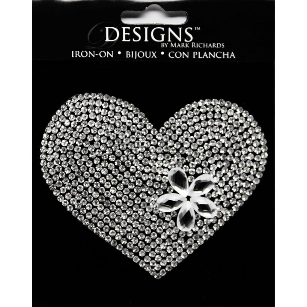 Iron On Applique Bling Heart 3.5 Inches