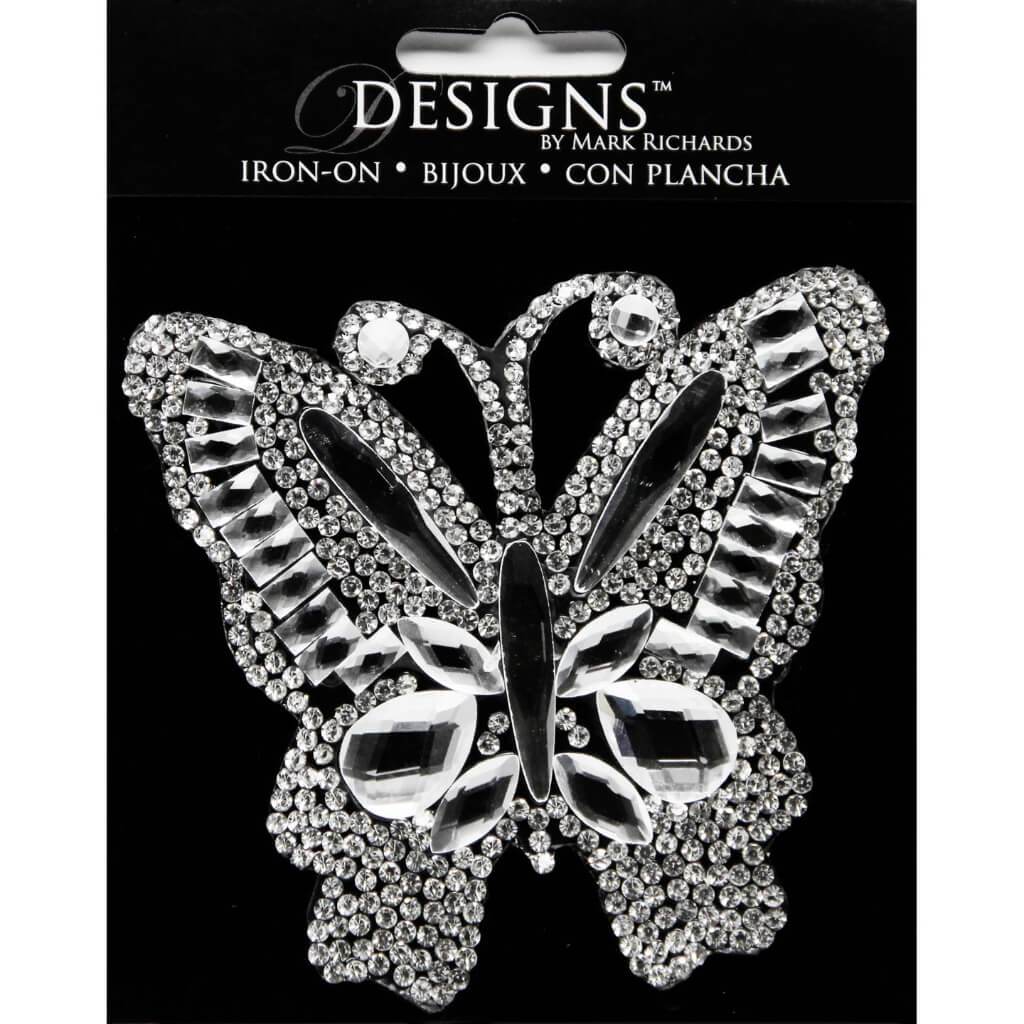 Iron On Applique Bling Butterfly 3.5 Inches